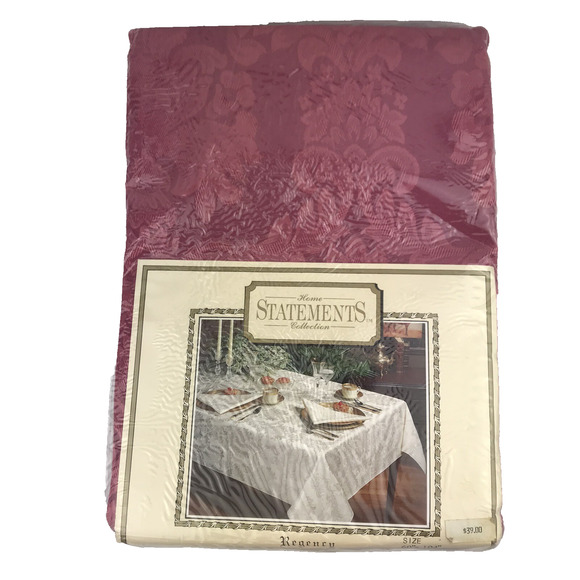 NEW Home Statements Collection Regency Tablecloth 60x104 Oblong Rose Jaquard - Picture 1 of 5